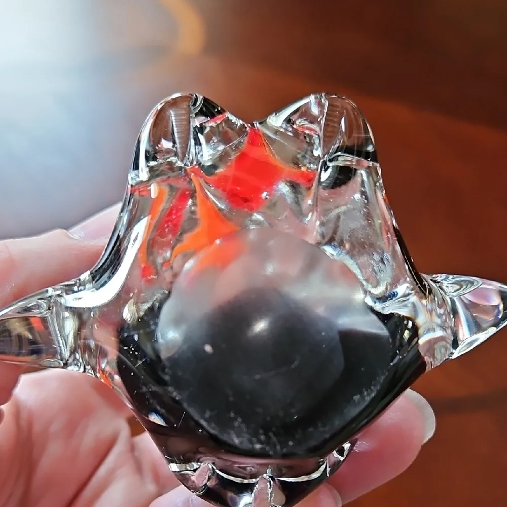 Vintage Handblown Murano Style Art Glass Penguin Aquarium Sculpture